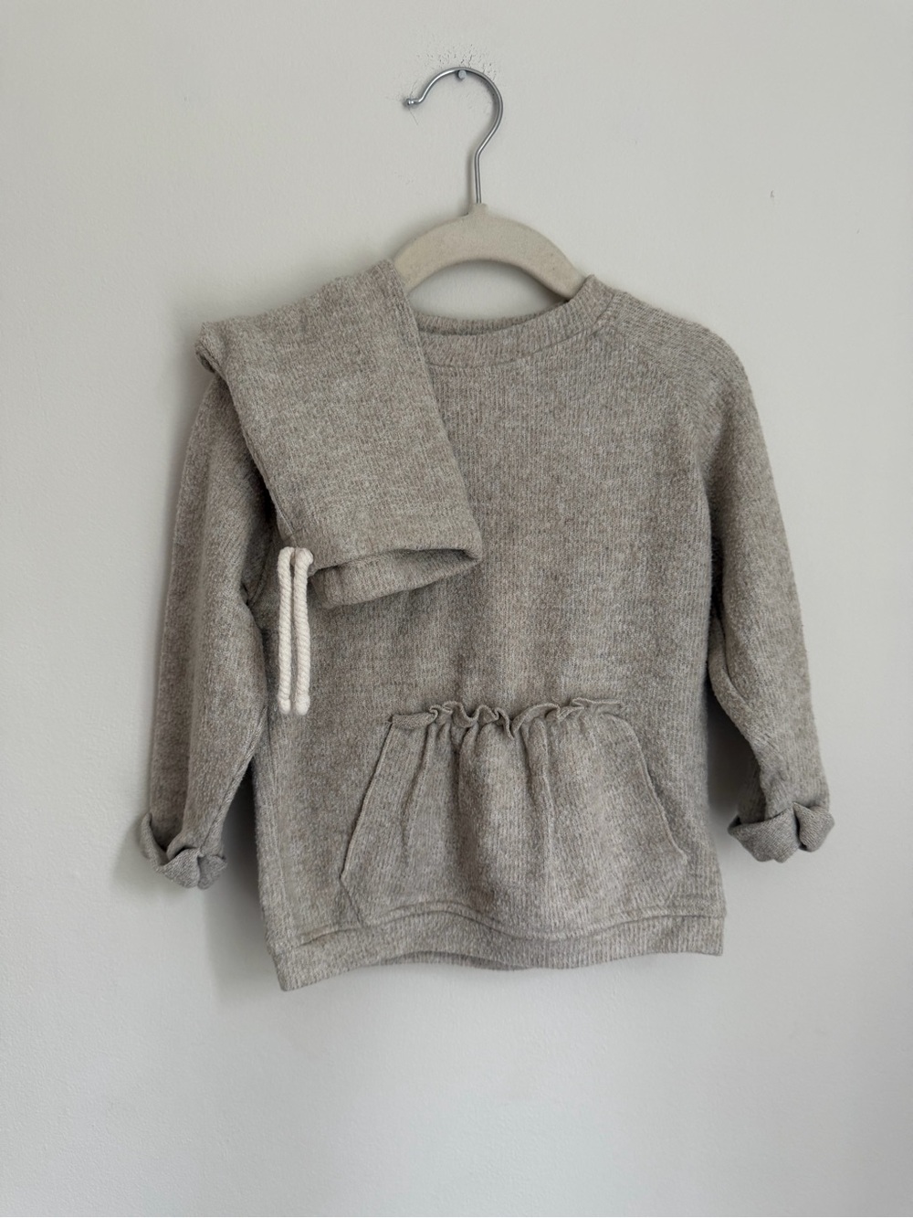 Zara Kids Grey Knit Sweatshirt and Pants Matching Set (Size 12-18m)